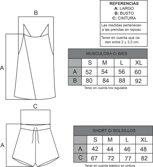 Pijama Seminare musculosa con Tiras y Short - 225
