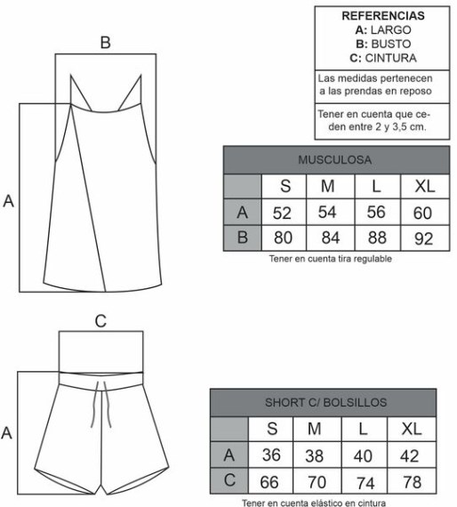 Pijama Musculosa con Tiras y Short- 1725