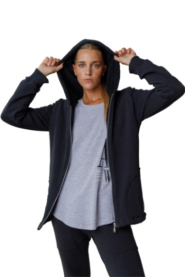 Campera con Capucha Corderito Interior Carmesí - 824