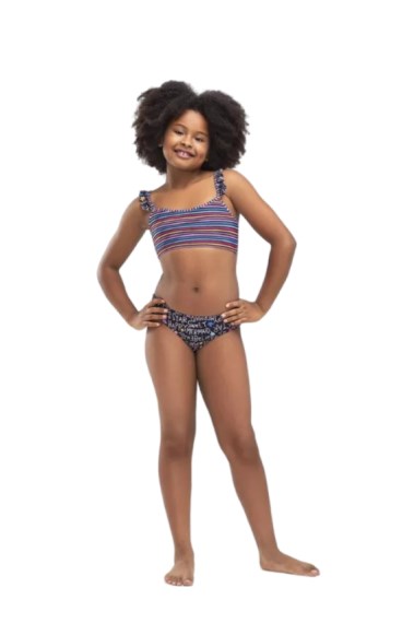 Bikini Top y Bombacha de Nena Estampada - 60060