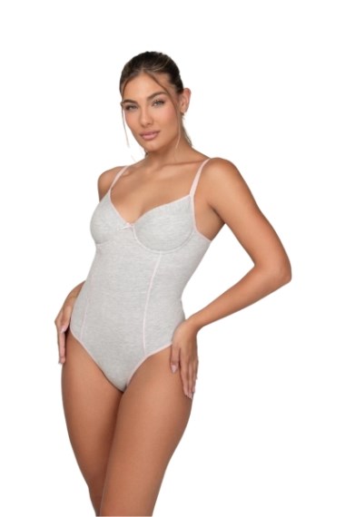 Body de Algodón con Lycra con Puntilla - 80401