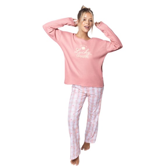 11746 - Pijama M/L Waffle Pantalón Escoces Lucky