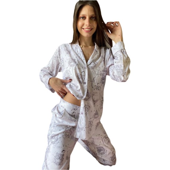 406 - Pijama Raso Estampado M/L