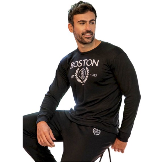 25563 - Pijama Hombre Manga Larga Pantalón Liso