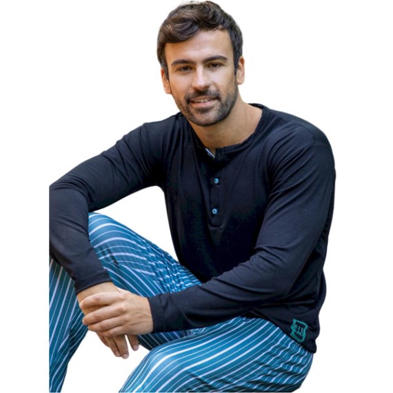 25561 - Pijama Hombre Manga Larga Pantalón Rayado